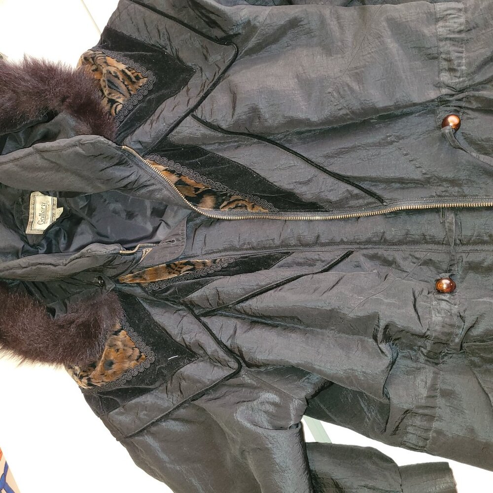 Vintage J Gallery Triple F.a.t Synthetic Down Jacket L Fur Hoodie Full Zip Parka